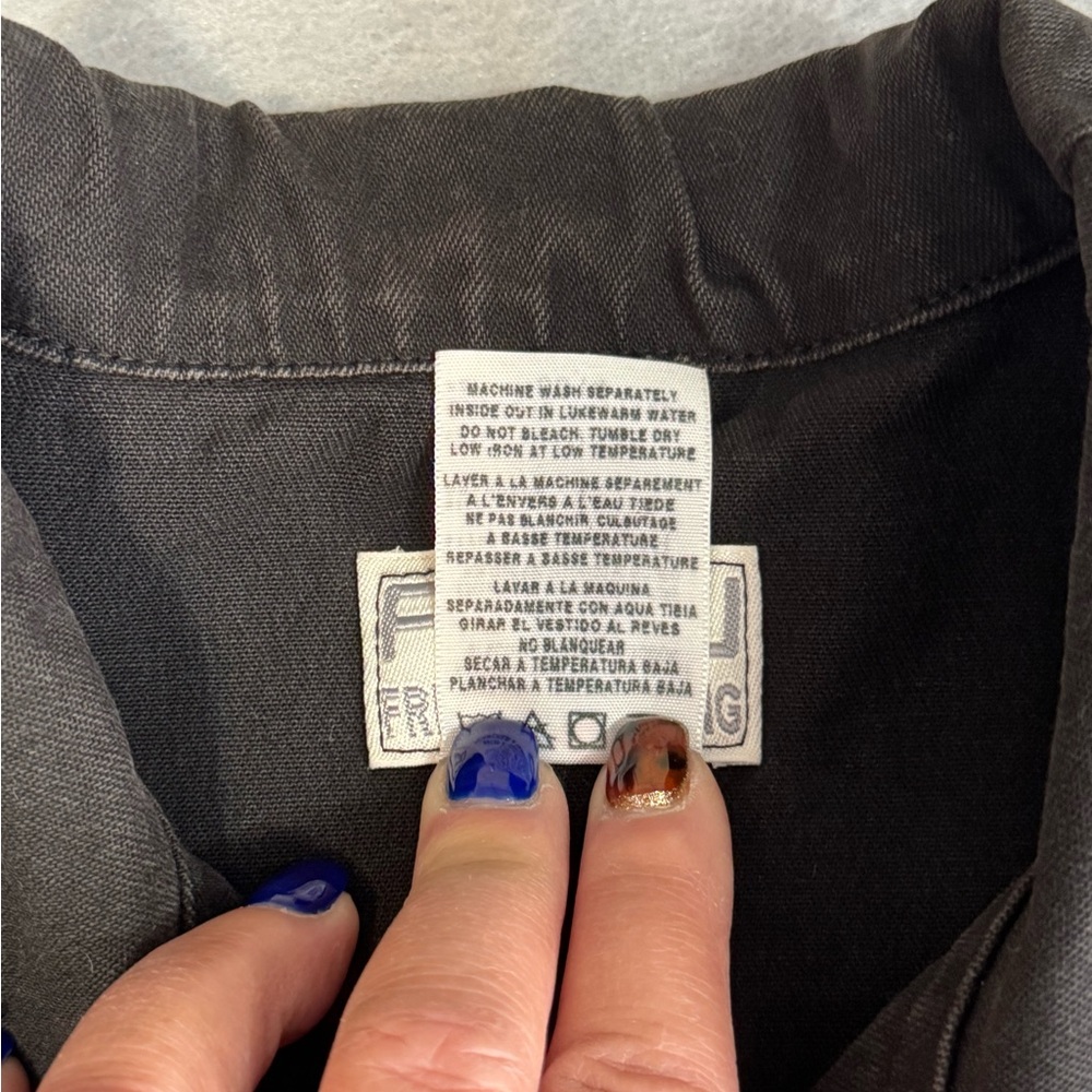 Vintage French Dressing Black Button Up Jean Jacket Large 12 - Picture 6 of 7
